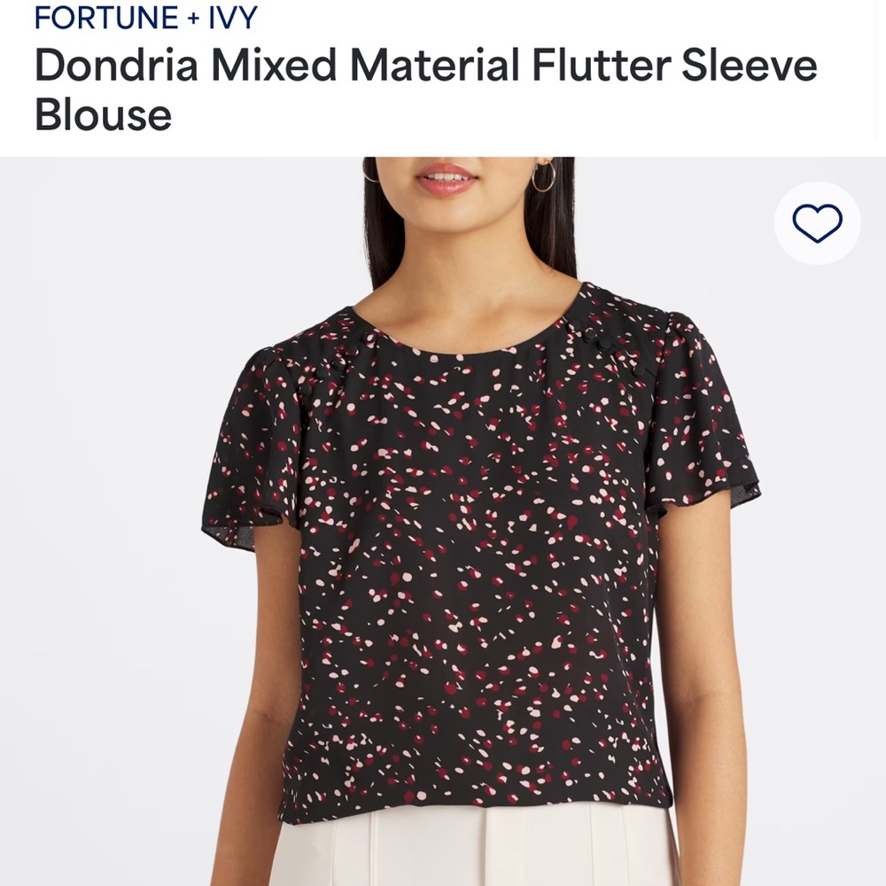 Fortune + Ivy Black and Pink Short Sleeve Top